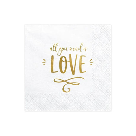 Servietten All you need is love 33cm x 33cm Pastell weiss