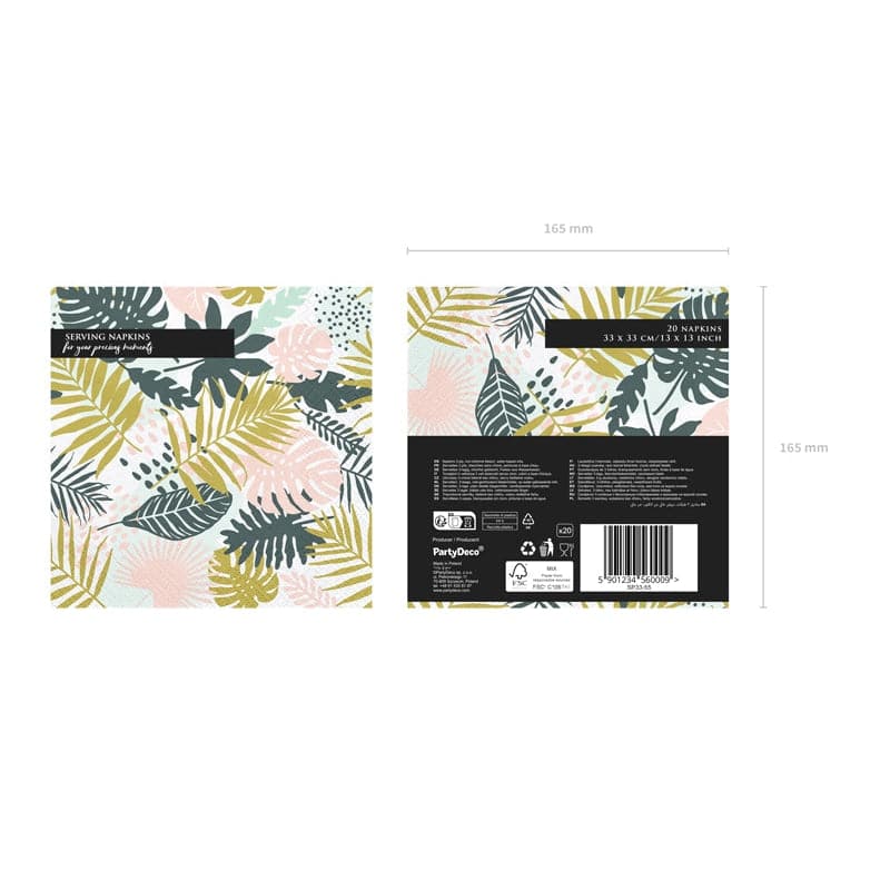 Servietten Aloha 33cm x 33cm Pastell Mix (20 Stk.)