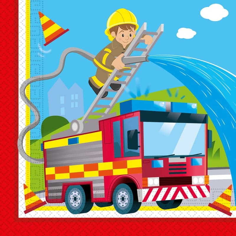 Servietten Feuerwehr 33cm x 33cm Metallic Mix (20 Stk.)