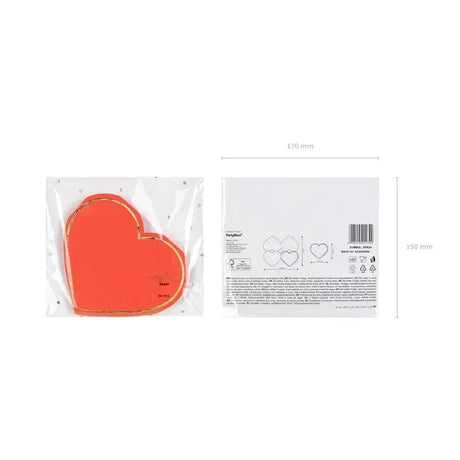 Servietten Herzen 14cm x 12cm rot Metallic rot(20 Stk.)