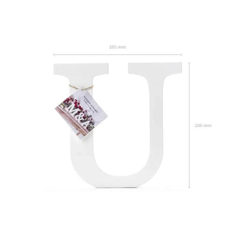 Holzbuchstabe ’’U’’ 21.5cm x 20cm Pastell weiß (1 Stk.)