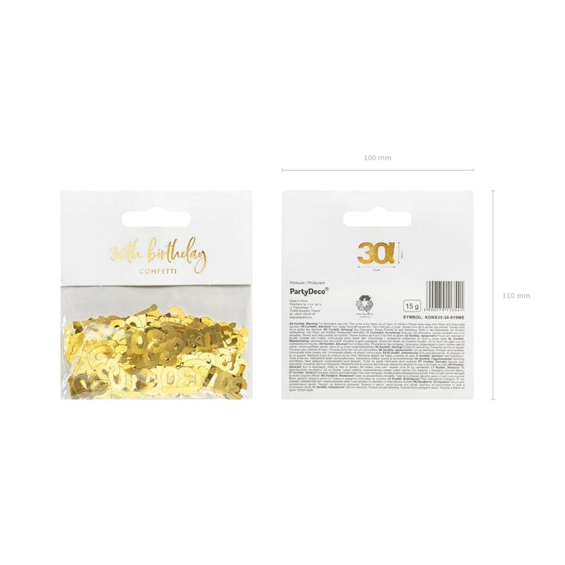 Konfetti ’’30!’’ 3cm Metallic gold (15g)
