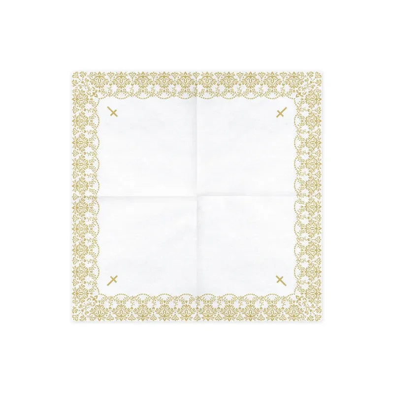 Servietten Ornament 33cm x weiss & gold (20 Stk.)