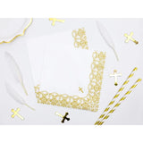 Servietten Ornament 33cm x weiss & gold (20 Stk.)