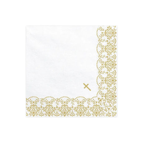 Servietten Ornament 33cm x weiss & gold (20 Stk.)