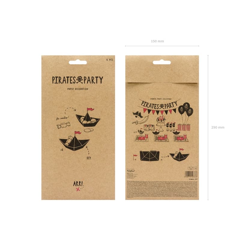 Papierboote Piraten 19cm x 10cm x 14cm Metallic schwarz