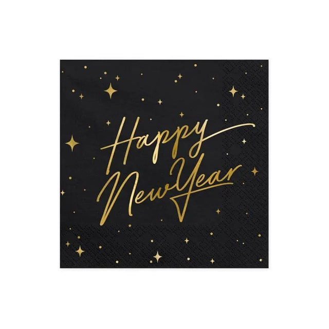 Servietten Silvester Happy New Year 33cm x 33cm Metallic