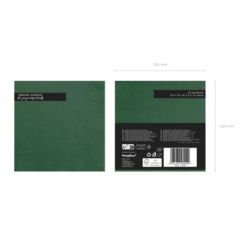 Servietten Uni 33cm x 33cm Blassgrün (20 Stk.)