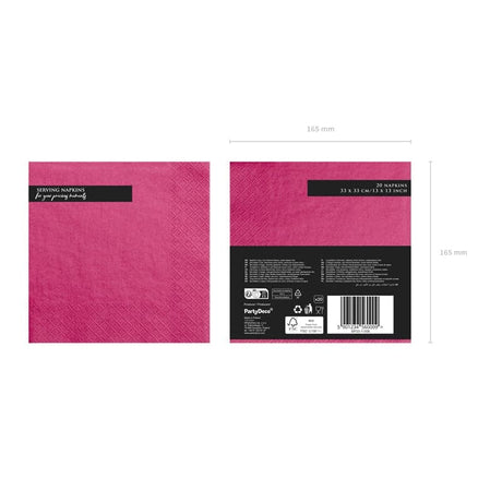 Servietten Uni 33cm x 33cm Dunkelrosa (20 Stk.)