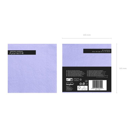 Servietten Uni 33cm x 33cm Pastell lila (20 Stk.)