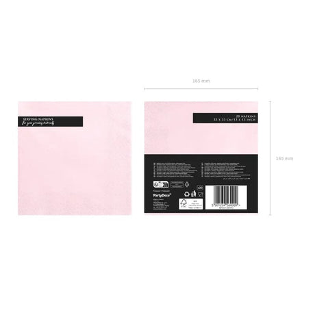 Servietten Uni 33cm x 33cm Pastell rosa (20 Stk.)