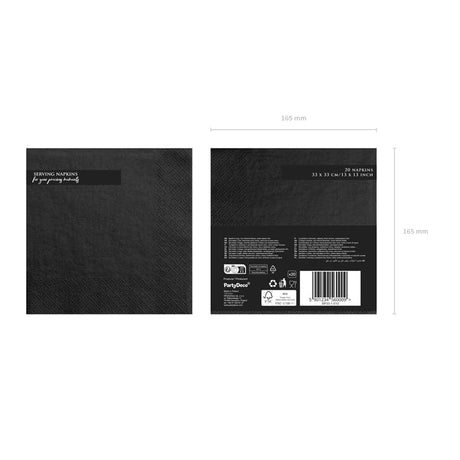 Servietten Uni 33cm x 33cm Pastell schwarz (20 Stk.)