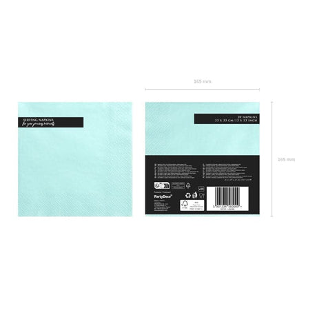 Servietten Uni 33cm x 33cm Pastell türkis (20 Stk.)