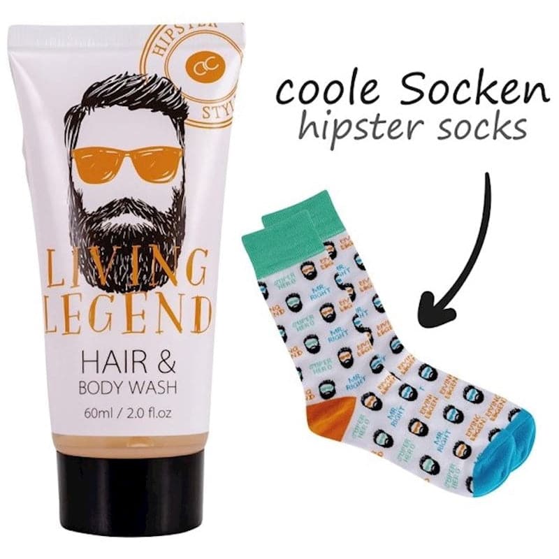 Hair und Body Wash Hipster 60ml Geschenkbox mit Socken