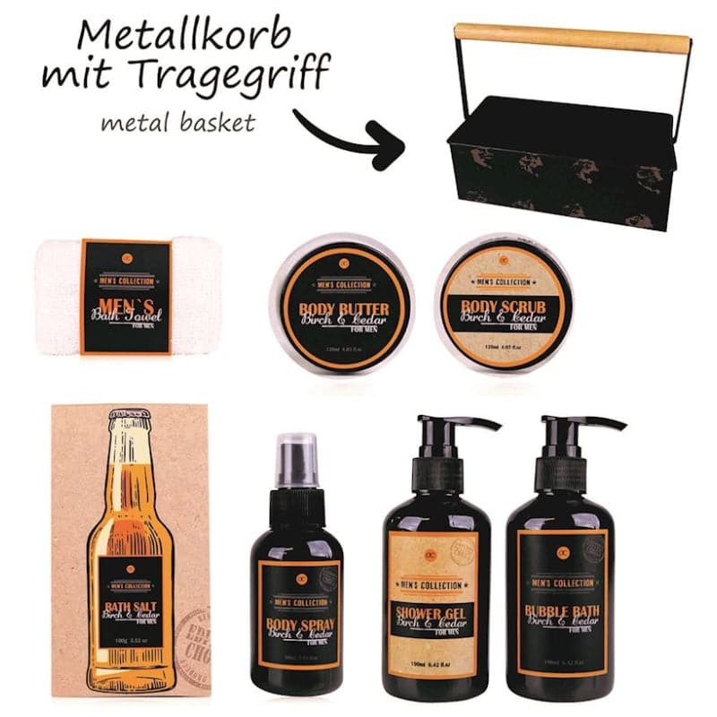 Men`s Collection Duschgel in Metallkorb 8tlg.