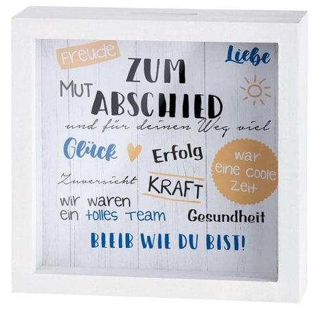 SPARDOSE ZUM ABSCHIED 17X17X4CM HOLZ WEISS
