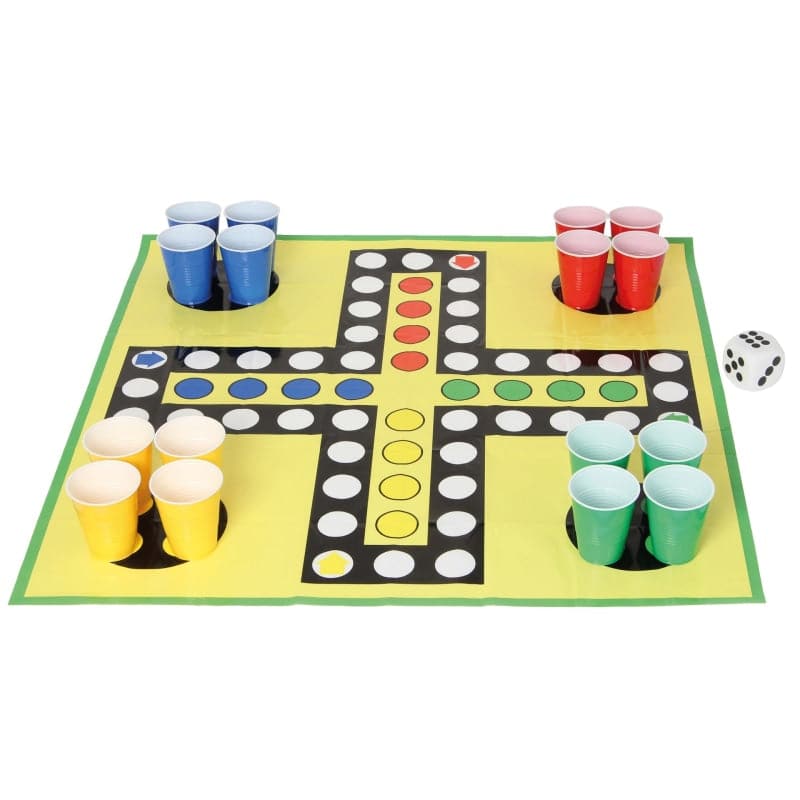 TRINKSPIEL LUDO XXL 90X90CM MIT 16 BECHERN & SCHAUMWÜRFEL