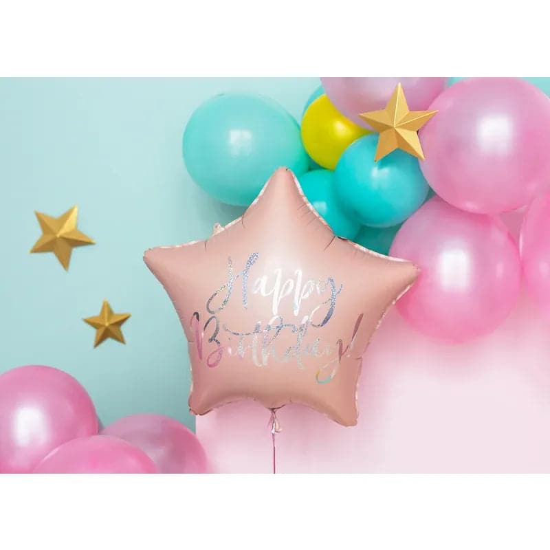 Ballone Happy Birthday Stern 40cm Metallic rosa