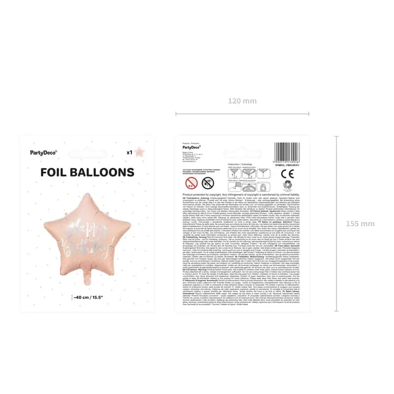 Ballone Happy Birthday Stern 40cm Metallic rosa