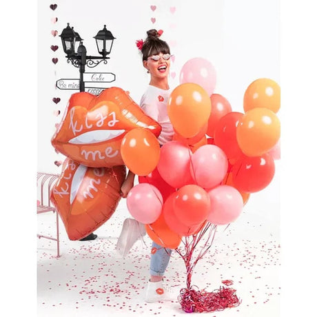 Ballone Lippen kiss me 86cm Metallic red (1 Stk.)