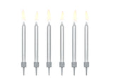 Geburtstagskerzen glatt 6cm, Metallic silber (6 Stk.)