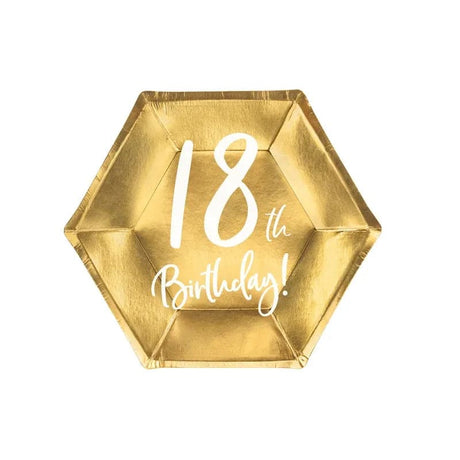 Teller 18th Birthday 20cm Metallic gold (6 Stk.)