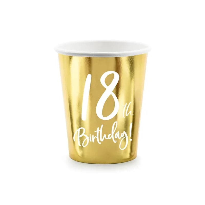 Becher 18th Birthday 220ml Metallic gold (6 Stk.)