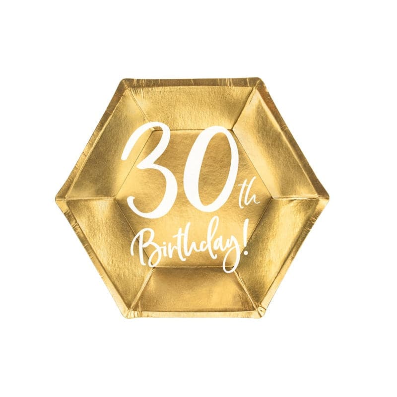 Teller 30th Birthday 20cm Metallic gold (6 Stk.)