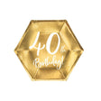 Teller 40th Birthday 20cm Metallic gold (6 Stk.)