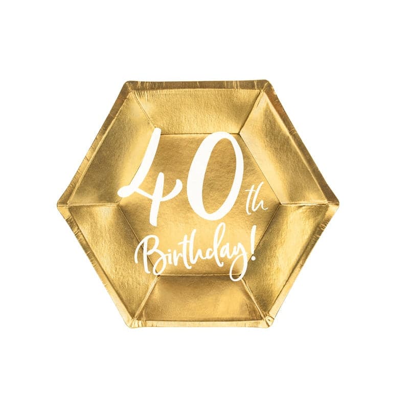 Teller 40th Birthday 20cm Metallic gold (6 Stk.)