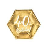 Teller 40th Birthday 20cm Metallic gold (6 Stk.)