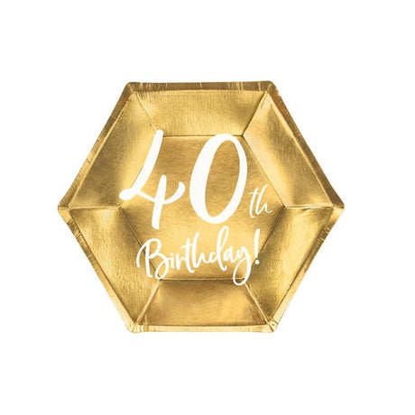 Teller 40th Birthday 20cm Metallic gold (6 Stk.)