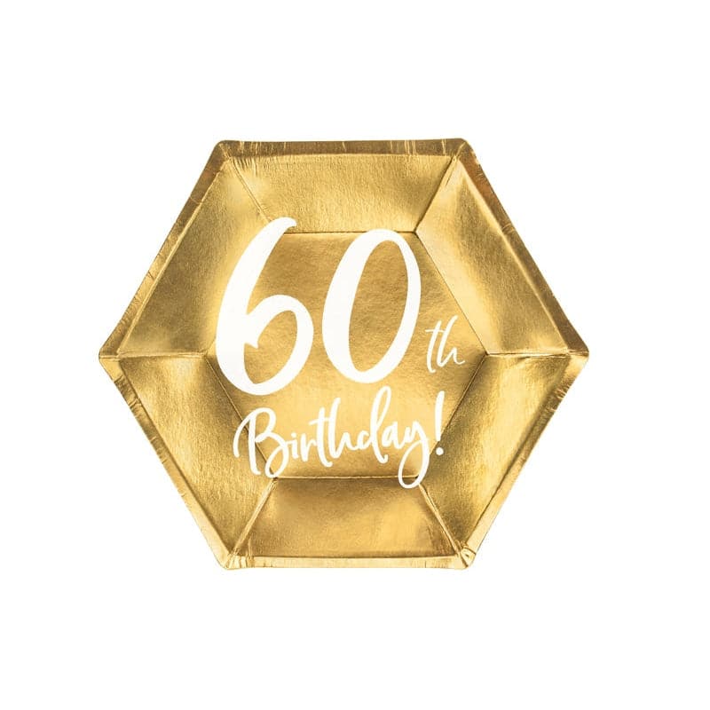 Teller 60th Birthday 20cm Metallic gold (6 Stk.)