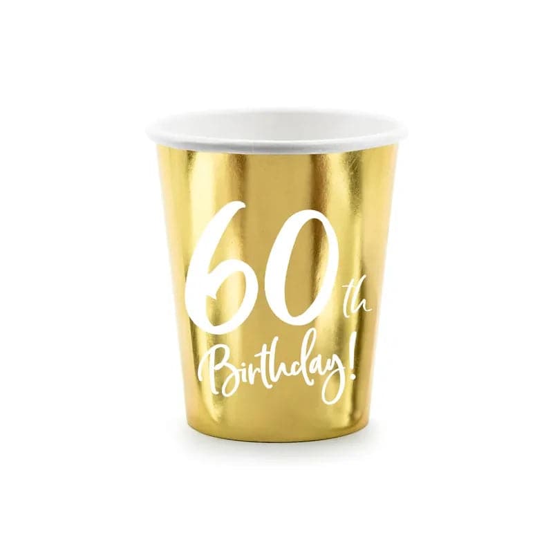 Becher 60th Birthday 220ml Metallic gold (6 Stk.)