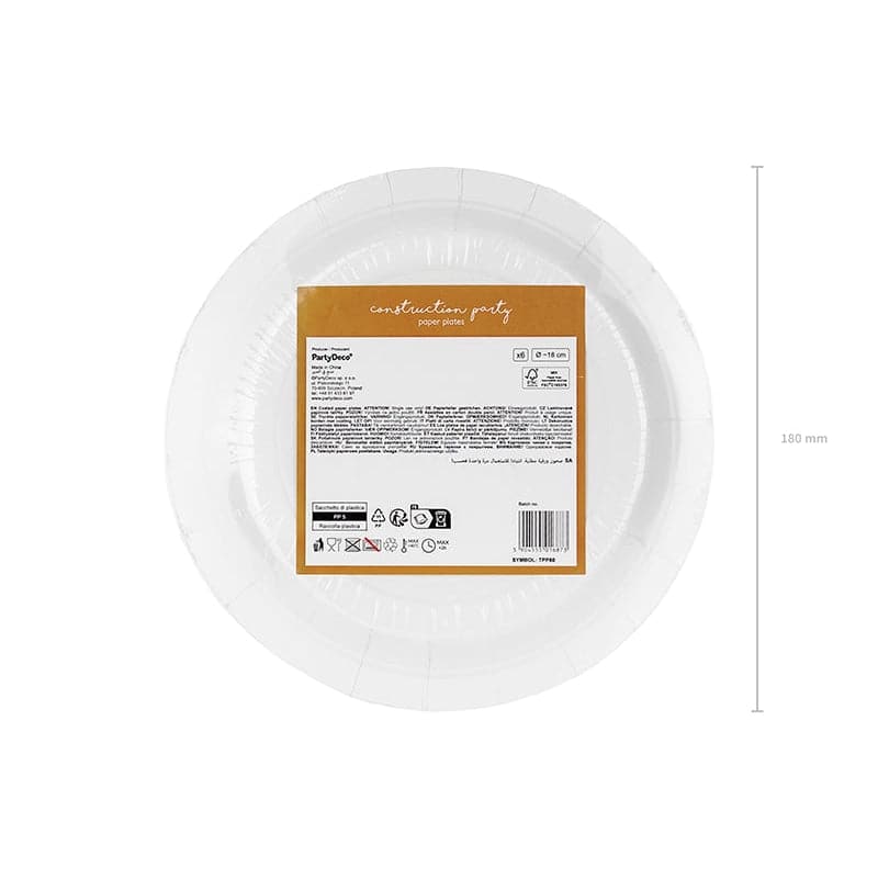 Teller Baufahrzeuge 18 cm Pastell Mix (6 Stk.)