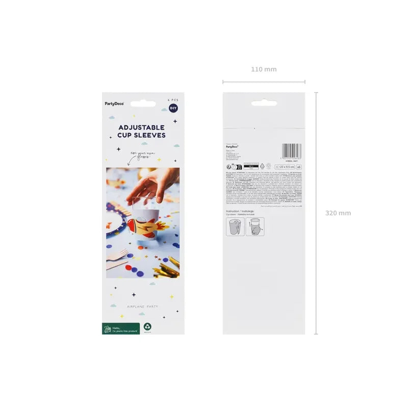 Bechermanschetten Flugzeuge Pastell Mix (6 Stk.)