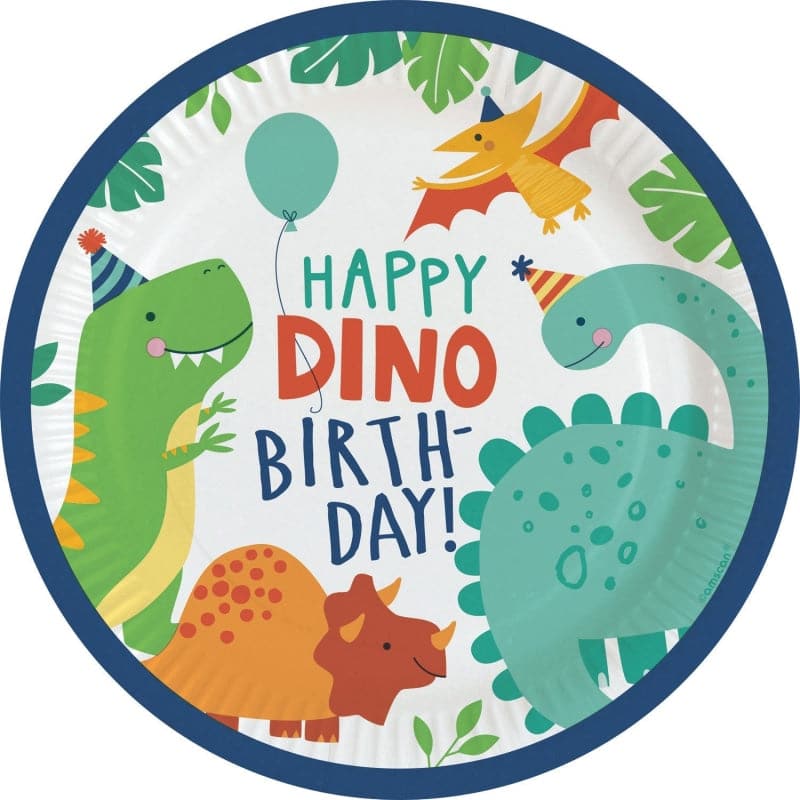 Teller Dinosaurier 23cm Pastell Mix (8 Stk.)