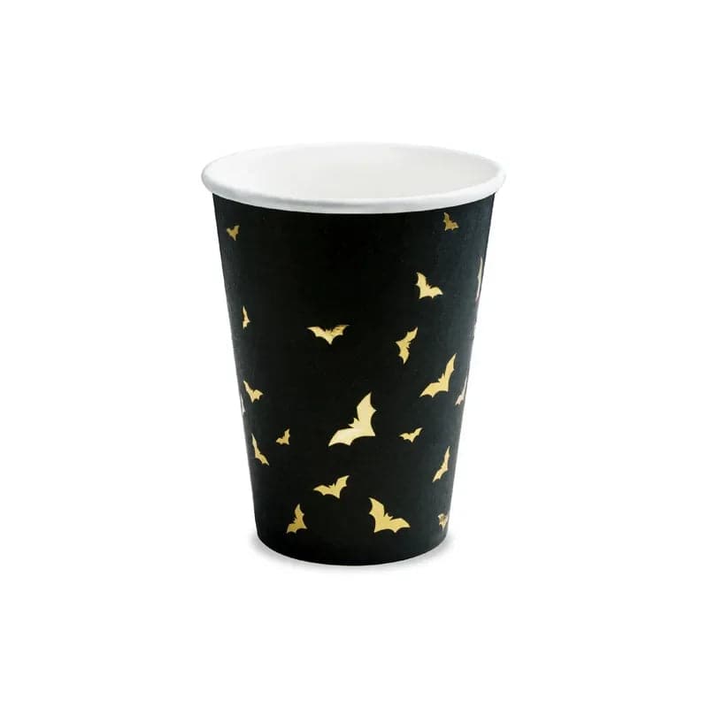 Becher Halloween Fledermaus 220ml Metallic schwarz (6 Stk.)