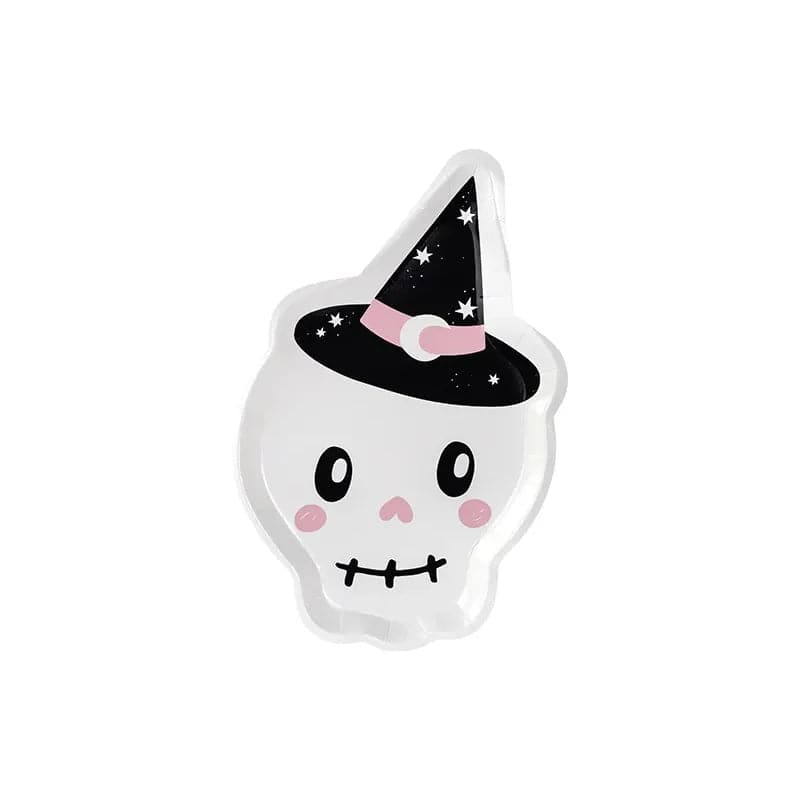 Teller Halloween Schädel 27cm Pastell weiss (6 Stk.)