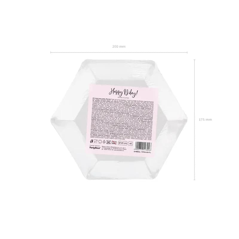 Teller Happy Birthday 20cm Pastell rosa (6 Stk.)