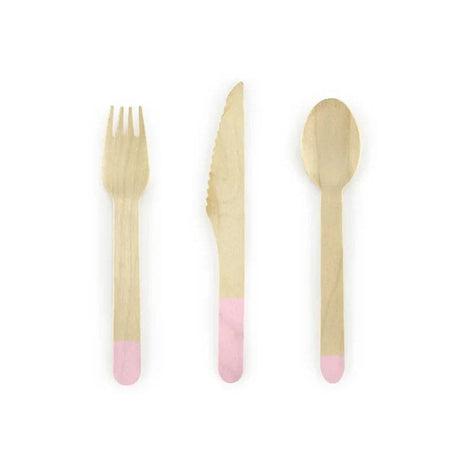 Holzbesteck 16cm Holz mit hellrosa (18 Stk.)