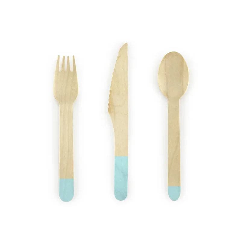 Holzbesteck 16cm Holz mit mint (18 Stk.)