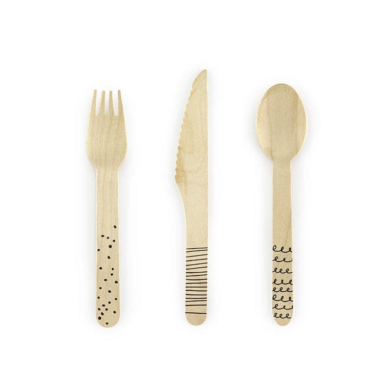 Holzbesteck 16cm Holz mit schwarz (18 Stk.)