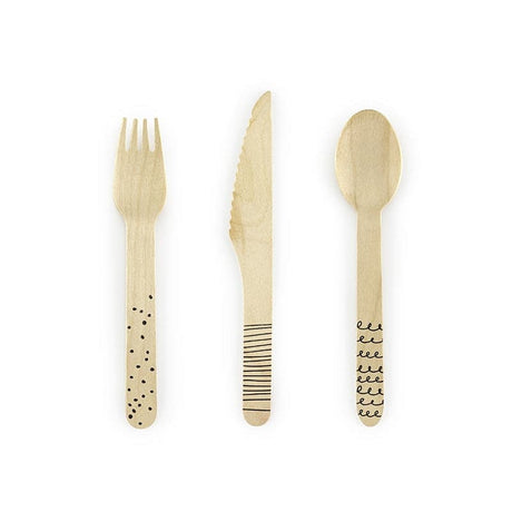 Holzbesteck 16cm Holz mit schwarz (18 Stk.)