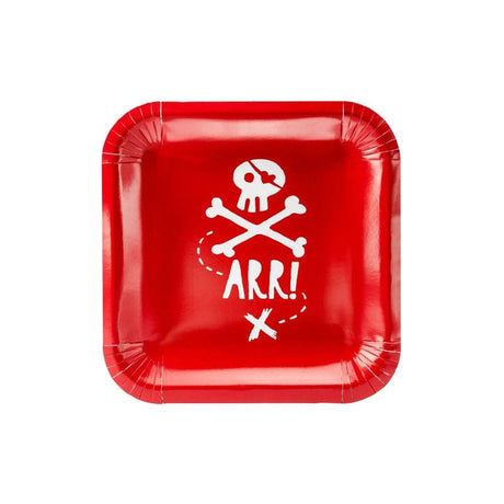 Teller Piraten 20cm Metallic rot (6 Stk.)