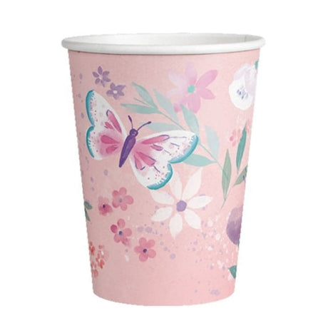 Becher Schmetterling 250ml Pastell pink (8 Stk.)