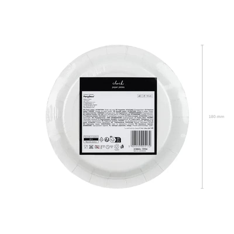 Teller Silvester Uhr 18cm Metallic Mix (6 Stk.)
