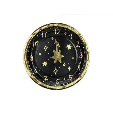 Teller Silvester Uhr 18cm Metallic Mix (6 Stk.)