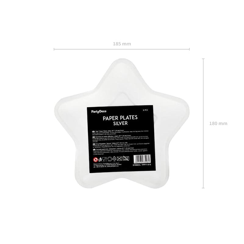 Teller Stern 18cm Metallic silber (6 Stk.)