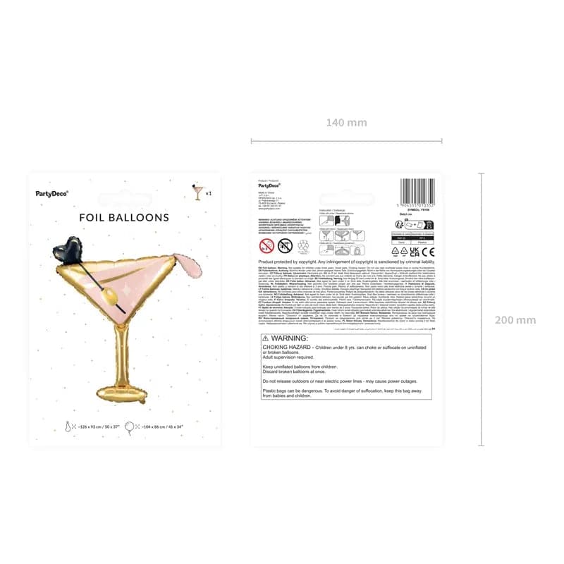 Ballone Cocktailglas 126cm Metallic Mix (1 Stk.)